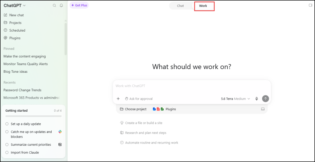 ChatGPT work mode